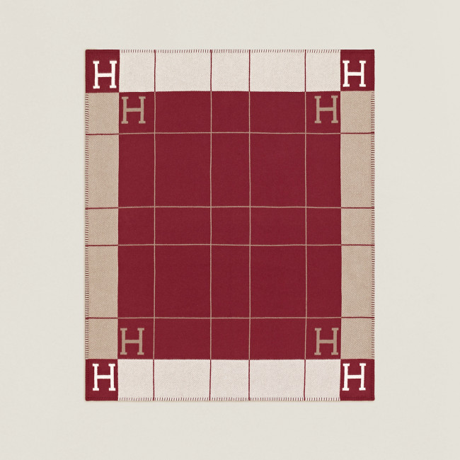 NIGO Hermes Color Blocking Plaid Logo Cozy Fashion Wool Blanket Simple Elegant Light Blanket #nigo71387