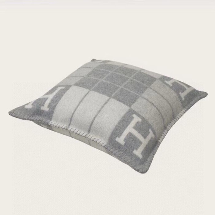 NIGO Hermes Colorblocked Checkered Logo Cozy Fashion Wool Pillow Simple Elegant Lightweight Home Decoration #nigo71386
