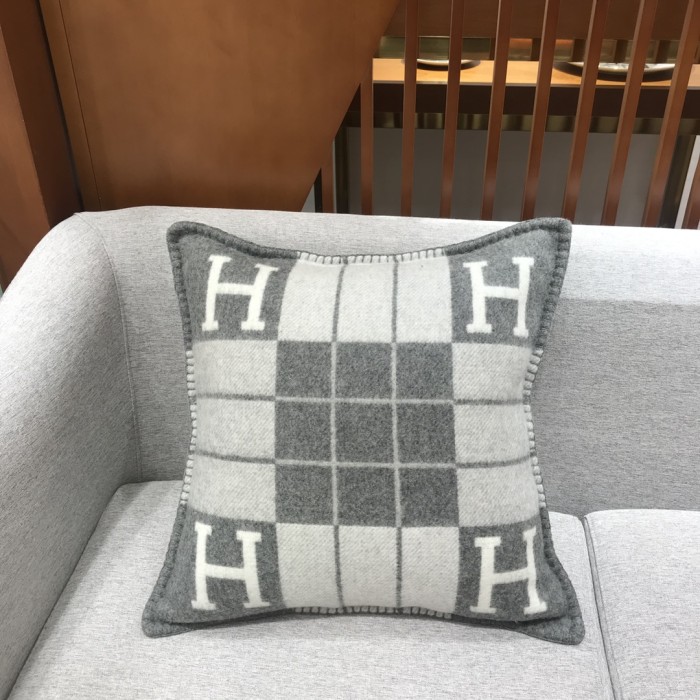 NIGO Hermes Colorblocked Checkered Logo Cozy Fashion Wool Pillow Simple Elegant Lightweight Home Decoration #nigo71386