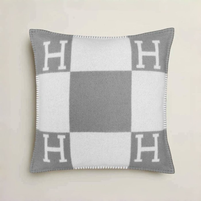 NIGO Hermes Colorblocked Checkered Logo Cozy Fashion Wool Pillow Simple Elegant Lightweight Home Decoration #nigo71386