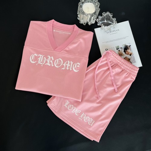 NIGO Chrome Hearts Men's Summer and Winter Pink Long Sleeve T-Shirt Shorts Set Suit #nigo72589