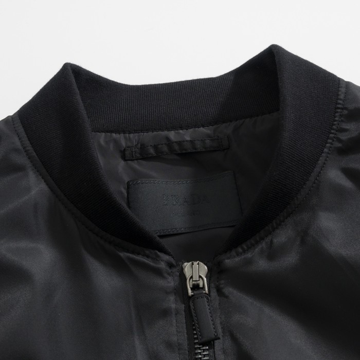 NIGO Prada Men's Spring And Fall Black Nylon Zipper Baseball Collar Aviator Jacket #nigo72583