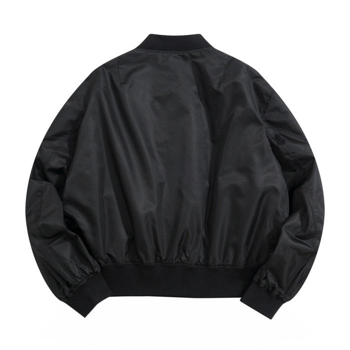 NIGO Prada Men's Spring And Fall Black Nylon Zipper Baseball Collar Aviator Jacket #nigo72583