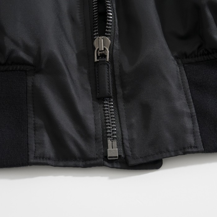 NIGO Prada Men's Spring And Fall Black Nylon Zipper Baseball Collar Aviator Jacket #nigo72583
