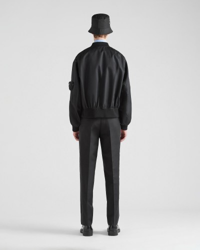 NIGO Prada Men's Spring And Fall Black Nylon Zipper Baseball Collar Aviator Jacket #nigo72583