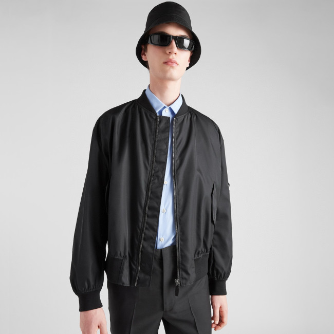 NIGO Prada Men's Spring And Fall Black Nylon Zipper Baseball Collar Aviator Jacket #nigo72583