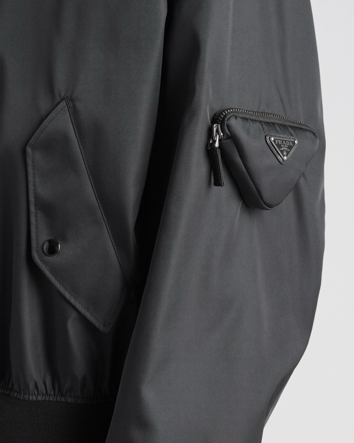NIGO Prada Men's Spring And Fall Black Nylon Zipper Baseball Collar Aviator Jacket #nigo72583