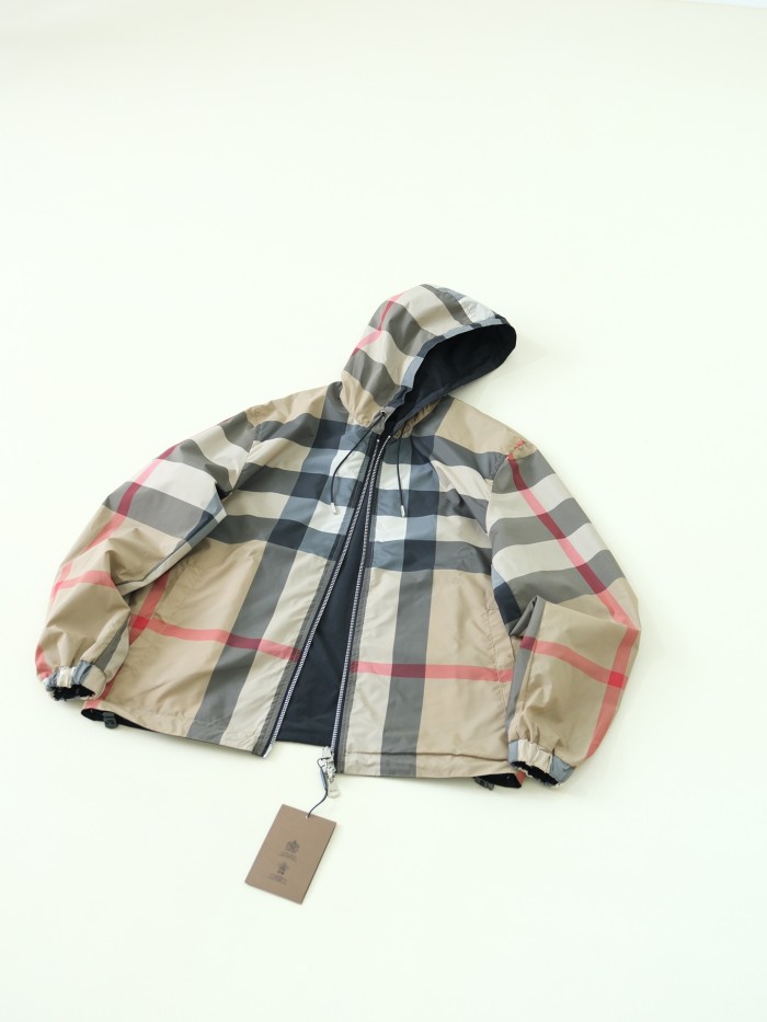 NIGO Burberry Men's Spring and Fall Reversible Plaid Checked Printed Hooded Long Sleeve Zipper Jacket #nigo72612