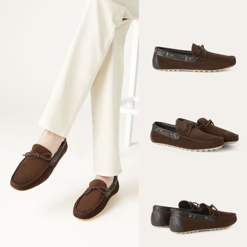 NIGO Loro Piana Men's Dot Sole Walk Pure Color Suede Cowhide Pendant Flat Loafers Fashion Casual Temperament Moccasin Shoes Ngvp#nigo8927