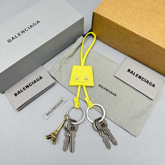 NIGO Balenciaga Men's Solid Color Monogrammed Logo Leather Tag Keychain Charm #nigo72614