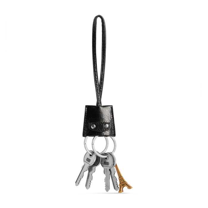 NIGO Balenciaga Men's Solid Color Monogrammed Logo Leather Tag Keychain Charm #nigo72614