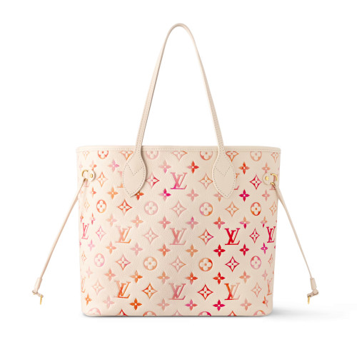 NIGO Louis Vuitton NEVERFULL Women's Pink Letter Logo Grained Cowhide Leather Shopping Bag Shoulder Tote Bag Bags #nigo72634