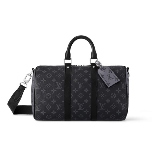 NIGO Louis Vuitton Keepall Bandoulière 35 Men's Black Removable Adjustable Shoulder Strap Zipper Closure Coated Canvas Quilted Cowhide Shoulder Crossbody Handbag Bag Bags #nigo72648