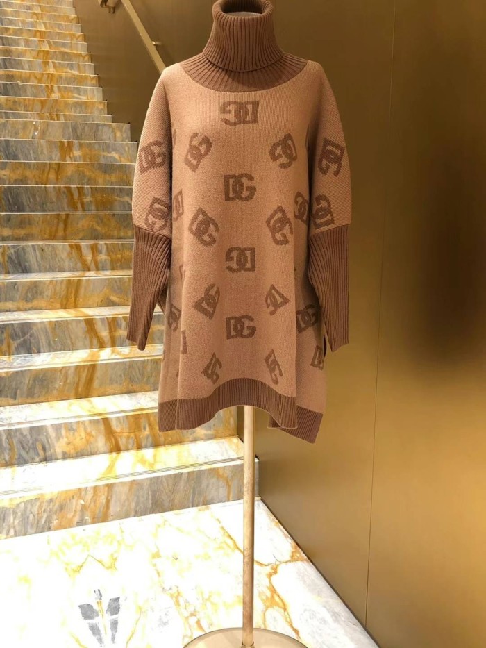 NIGO Dolce&Gabbana Women's Spring and Autumn Khaki Wool Turtleneck Sweater Pullover #nigo72652