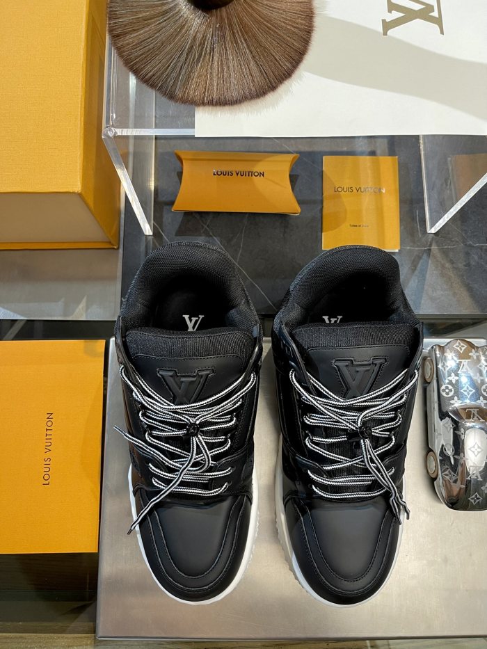NIGO Louis Vuitton Trainer Maxi Men's Clashing Colours Round Toe Leather Lace Up Low Top Board Shoes #nigo72654