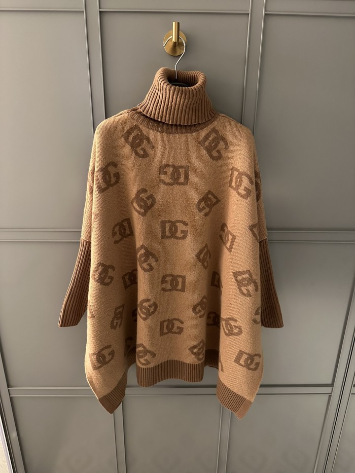NIGO Dolce&Gabbana Women's Spring and Autumn Khaki Wool Turtleneck Sweater Pullover #nigo72652