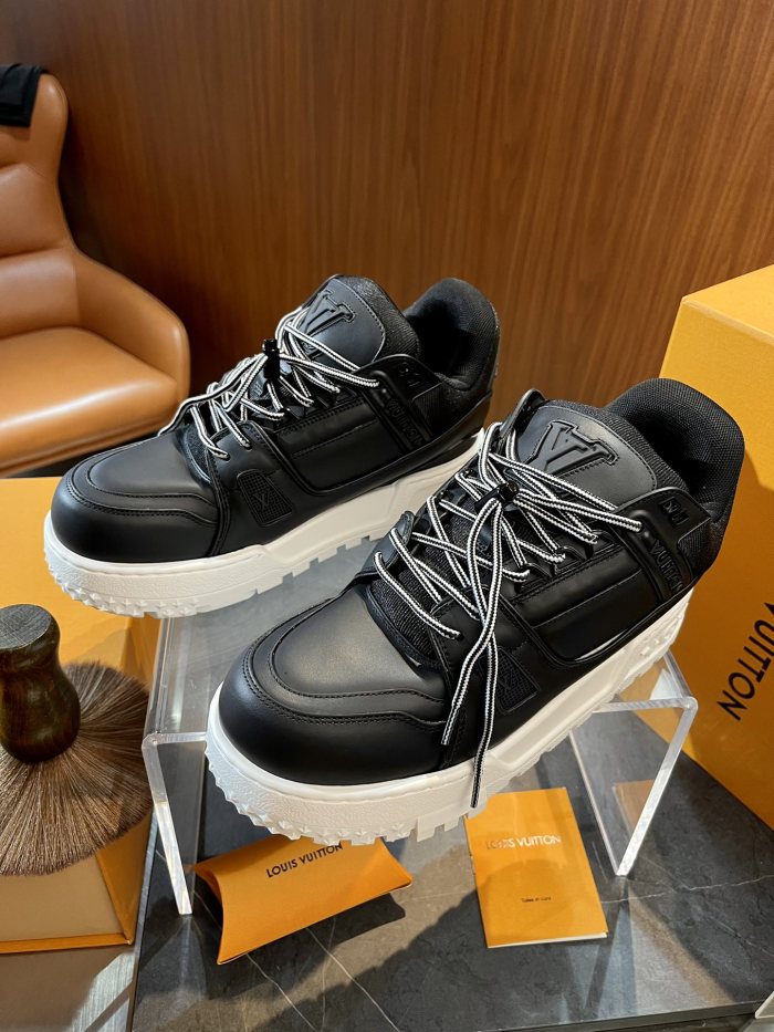 NIGO Louis Vuitton Trainer Maxi Men's Clashing Colours Round Toe Leather Lace Up Low Top Board Shoes #nigo72654