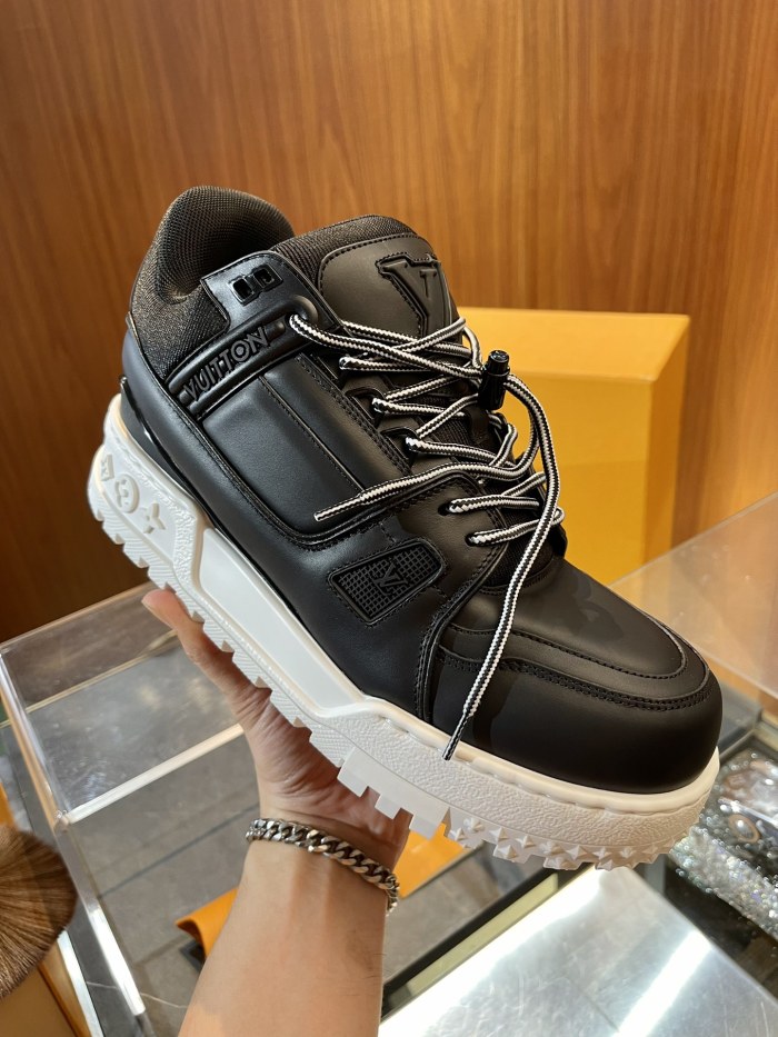 NIGO Louis Vuitton Trainer Maxi Men's Clashing Colours Round Toe Leather Lace Up Low Top Board Shoes #nigo72654