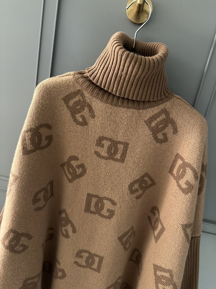 NIGO Dolce&Gabbana Women's Spring and Autumn Khaki Wool Turtleneck Sweater Pullover #nigo72652