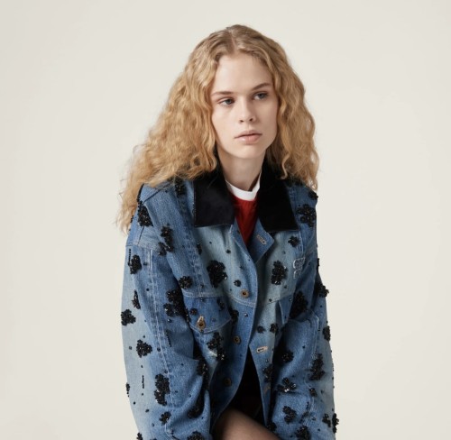 NIGO MiuMiu Women's Spring And Fall Logo Embroidery Single Breasted Lapel Short Casual Denim Jacket #nigo72664