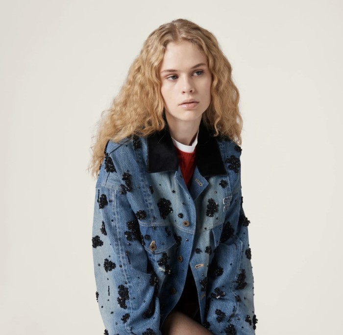 NIGO MiuMiu Women's Spring And Fall Logo Embroidery Single Breasted Lapel Short Casual Denim Jacket #nigo72664