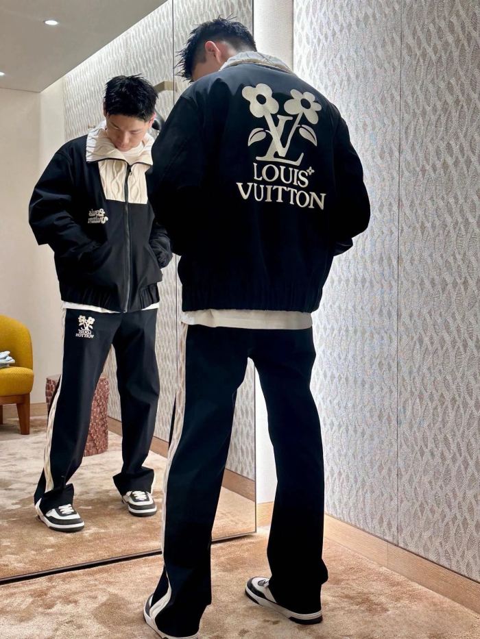 NIGO Louis Vuitton Men's Spring and Autumn Color Blocking Logo Embroidery High Collar Zipper Long Sleeve Jacket #nigo72669
