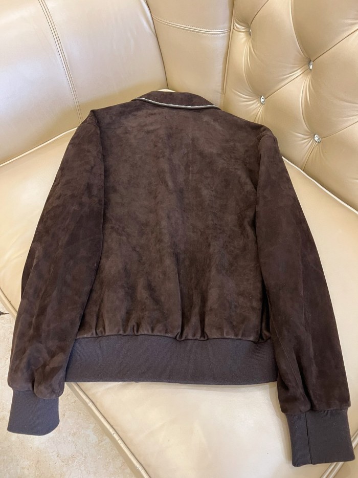 NIGO Louis Vuitton Men's Fall and Winter Brown Letter Zipper Lapel Casual Pilot Leather Long Sleeve Jacket #nigo72671