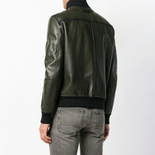 NIGO Tom Ford Men's Fall And Winter Green Standing Collar Cowhide Jacket Fashion Temperament Retro Zipper Casual Jacket Coat Ngvp #nigo8949