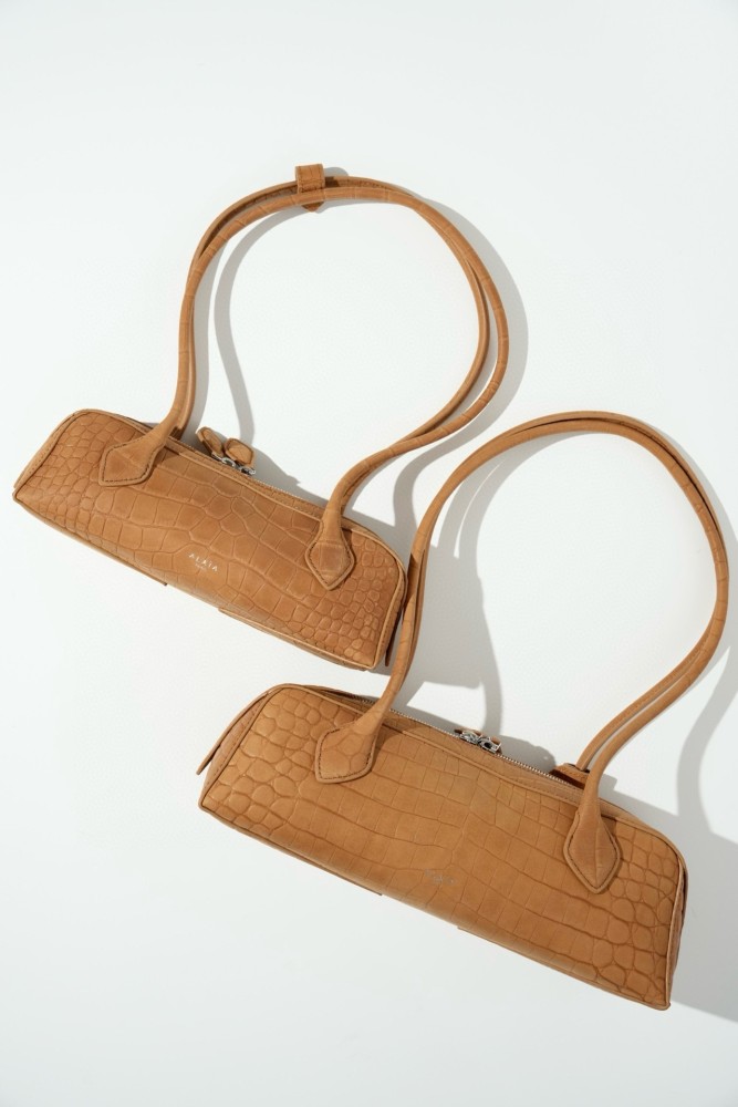 NIGO Alaia Women's Le-Teckel Cowhide Long Handle Handbag Solid Color Zipper Casual Shoulder Bag Bags #nigo72687
