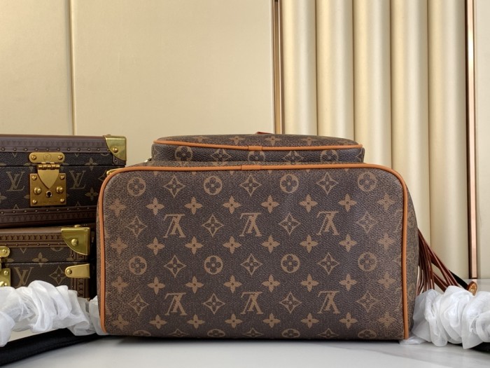 NIGO Louis Vuitton MONTSOURIS Men's Brown Alphabet Printed Magnetic Buckle Drawstring Closure Leather Backpack Shoulder Bag Bags #nigo72681