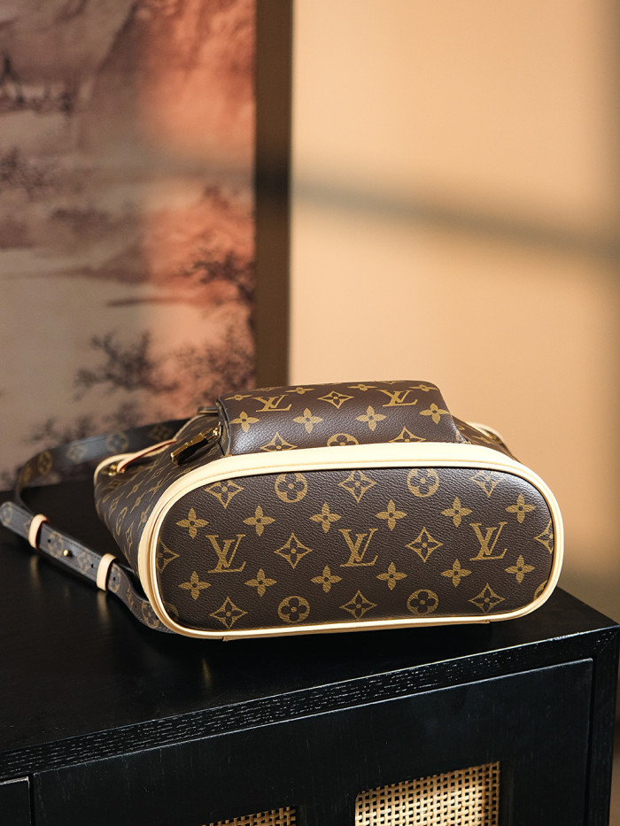 NIGO Louis Vuitton Women's Brown Letter Printed Full Printed Magnetic Buckle Drawstring Closure Coated Canvas Leather Shoulder Bag Backpack Bags #nigo72699