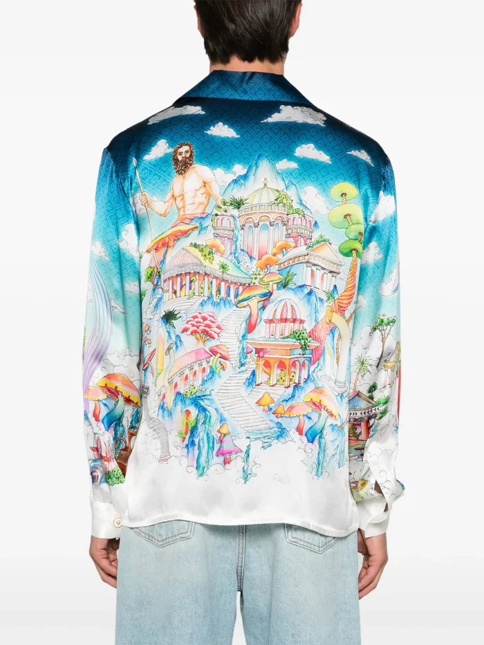 NIGO Casablanca Men's Spring And Autumn Patterned Printed Single Breasted Fitted Silk Long Sleeve Shirt #nigo71397
