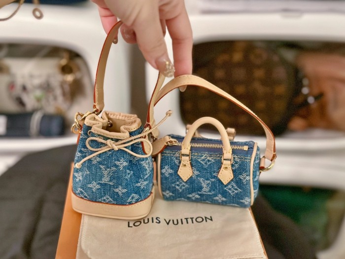NIGO Louis Vuitton Women's Alphabet Printed Leather Mini Bucket Bag Pendant Keychain #nigo72698