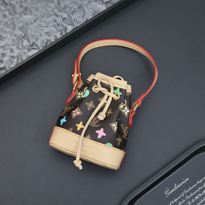 NIGO Louis Vuitton Women's Alphabet Printed Leather Mini Bucket Bag Pendant Keychain #nigo72698