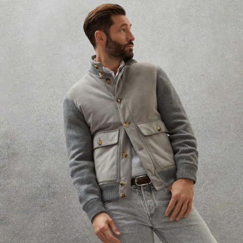 NIGO Brunello Cucinelli Men's Fall And Winter Suede Wool Knit Patchwork Jacket Single-breasted Fashion Casual Gentleman Jacket Ngvp #nigo9113