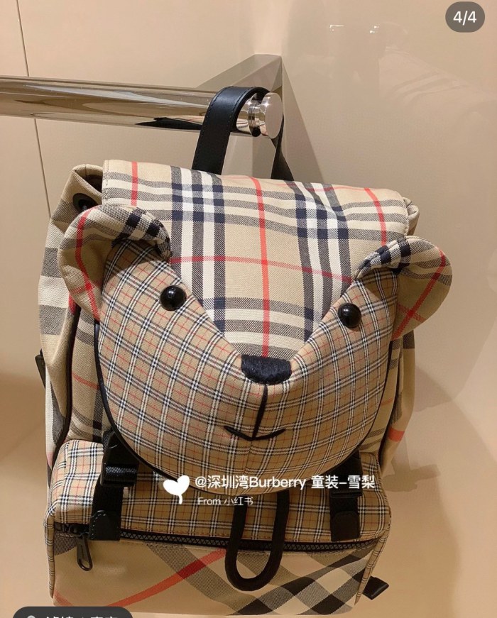 NIGO Burberry Children's Three Dimensional Thomas Teddy Bear Design Checkered Face Backpack Shoulder Bag Bags #nigo72691