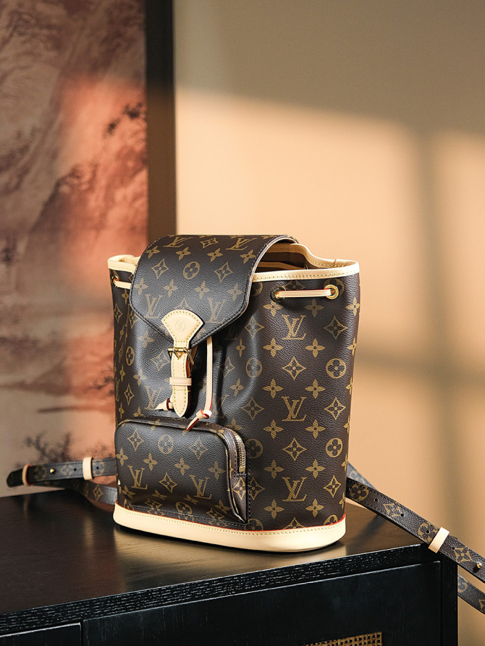 NIGO Louis Vuitton Women's Brown Letter Printed Full Printed Magnetic Buckle Drawstring Closure Coated Canvas Leather Shoulder Bag Backpack Bags #nigo72699