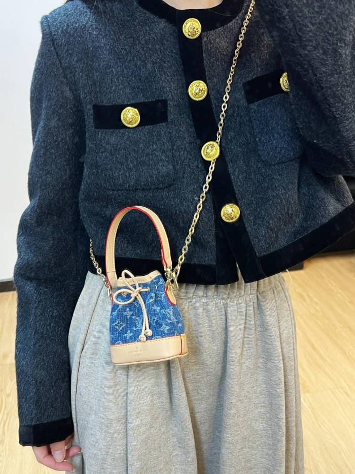 NIGO Louis Vuitton Women's Alphabet Printed Leather Mini Bucket Bag Pendant Keychain #nigo72698
