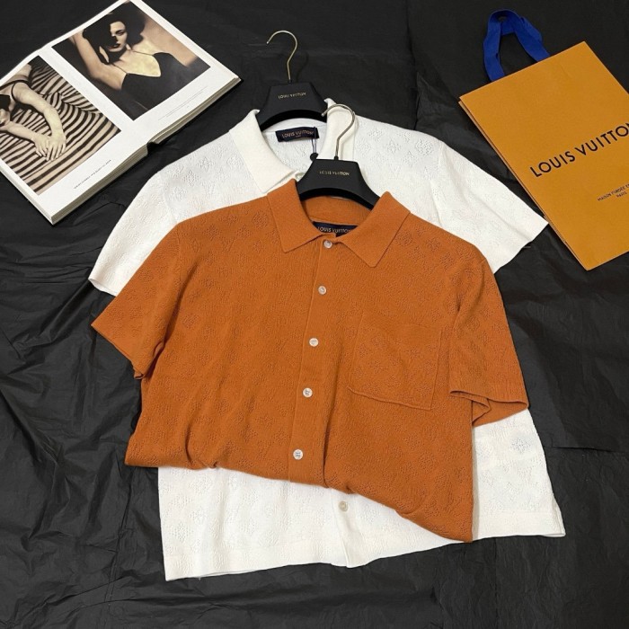 NIGO Louis Vuitton Men's Summer Orange Skeleton Letter Printed Single Breasted Short Sleeve Shirt #nigo75627