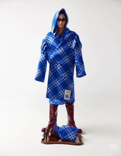 NIGO Burberry Men's Autumn and Winter Plaid Wool Blanket Poncho Hooded Single Breasted Pocket Long Sleeve Coat Jacket #nigo72717