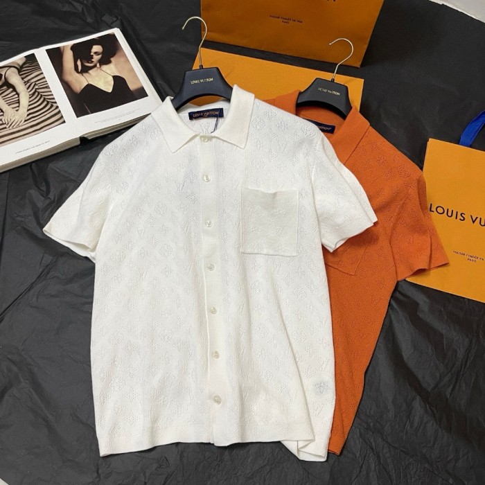 NIGO Louis Vuitton Men's Summer Orange Skeleton Letter Printed Single Breasted Short Sleeve Shirt #nigo75627