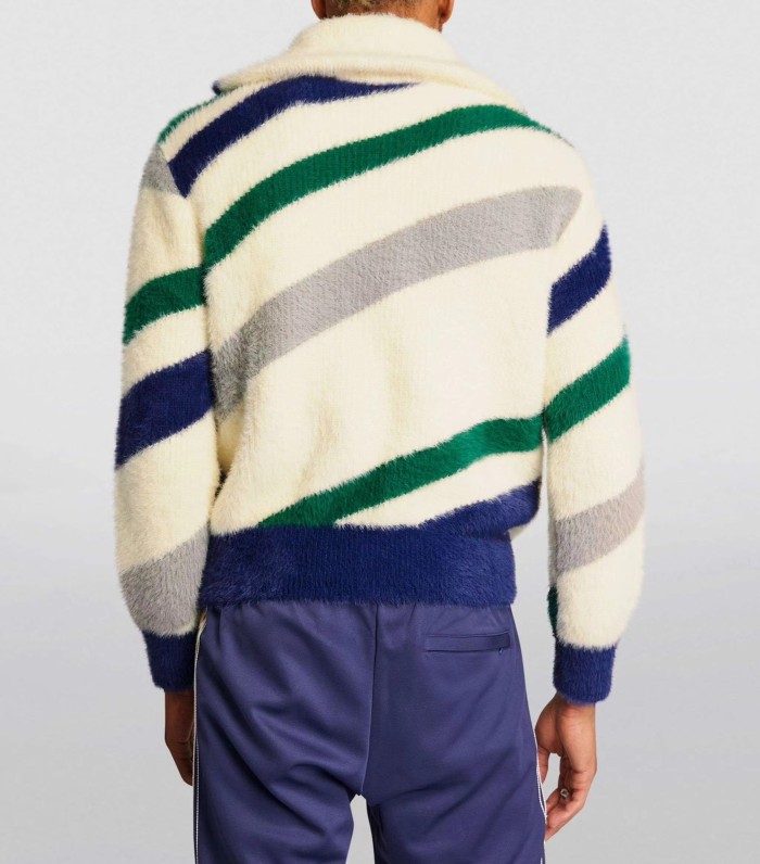 NIGO Casablanca Men's Fall and Winter Brushed Texture Slanted Stripe Pattern Long Sleeve Sweatshirt Zipper Jacket #nigo72716