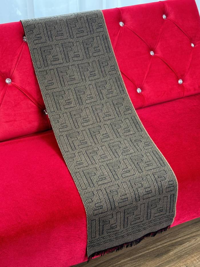 NIGO Fendi Men's Brown Monogrammed Wool Scarf #nigo72746
