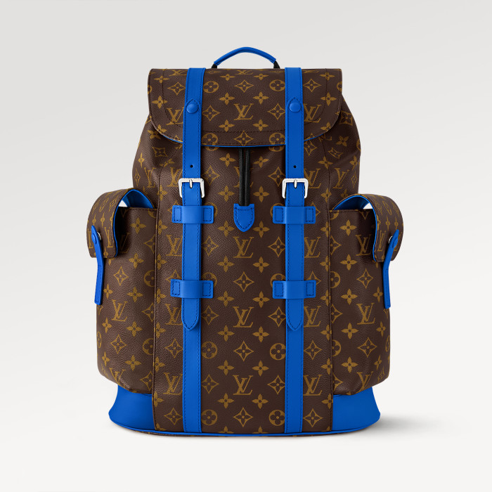 NIGO Louis Vuitton Christopher Medium Backpack Color Blocked Leather Retro Printed Men's Fashion Backpack  Bags #nigo71399
