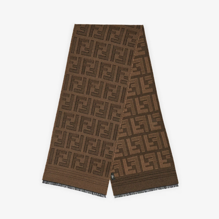 NIGO Fendi Men's Brown Monogrammed Wool Scarf #nigo72746