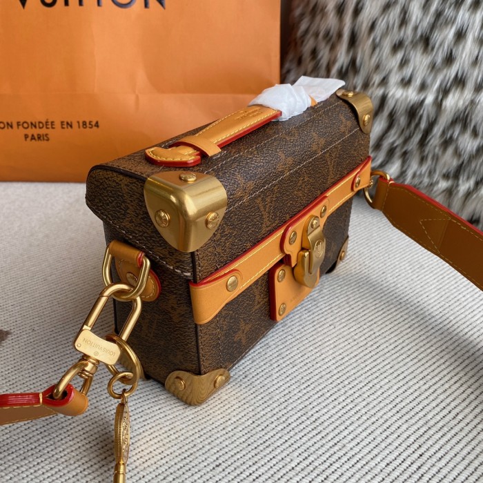 NIGO Louis Vuitton SOUL TRUNK Men's Brown Removable Shoulder Strap Lock Closure Canvas Leather Shoulder Crossbody Handbag Bag Bags #nigo72745