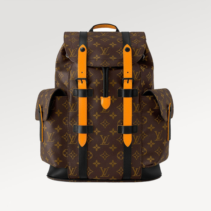 NIGO Louis Vuitton Christopher Medium Backpack Color Blocked Leather Retro Printed Men's Fashion Backpack  Bags #nigo71399