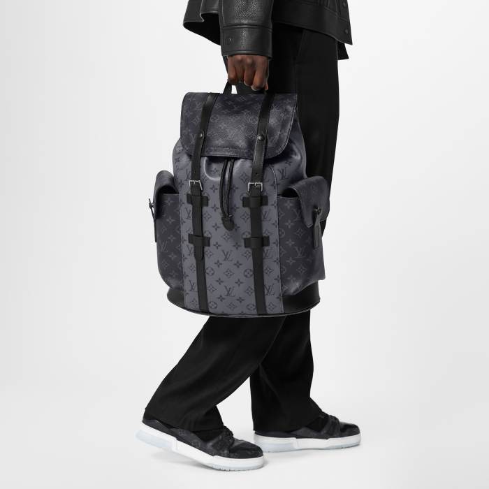NIGO Louis Vuitton Christopher Medium Backpack Color Blocked Leather Retro Printed Men's Fashion Backpack  Bags #nigo71399