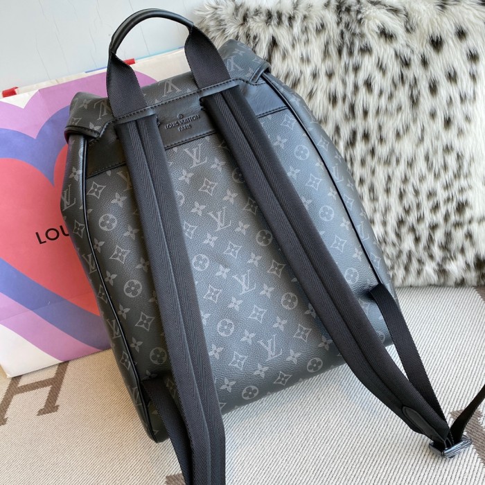 NIGO Louis Vuitton Men's Black Throughout Old Flower Full Print Drawstring Magnetic Closure Coated Canvas with Leather Shoulder Backpack Bag Bags #nigo72733