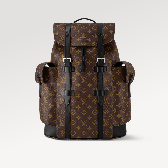 NIGO Louis Vuitton Christopher Medium Backpack Color Blocked Leather Retro Printed Men's Fashion Backpack  Bags #nigo71399